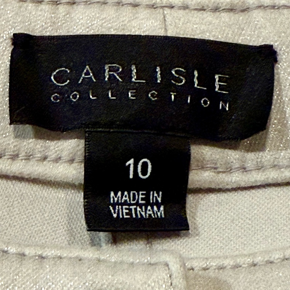 NWT Carlisle Lincoln Mid Rise Off White Silver Shimmer Pants Sz 10 - Picture 5 of 12